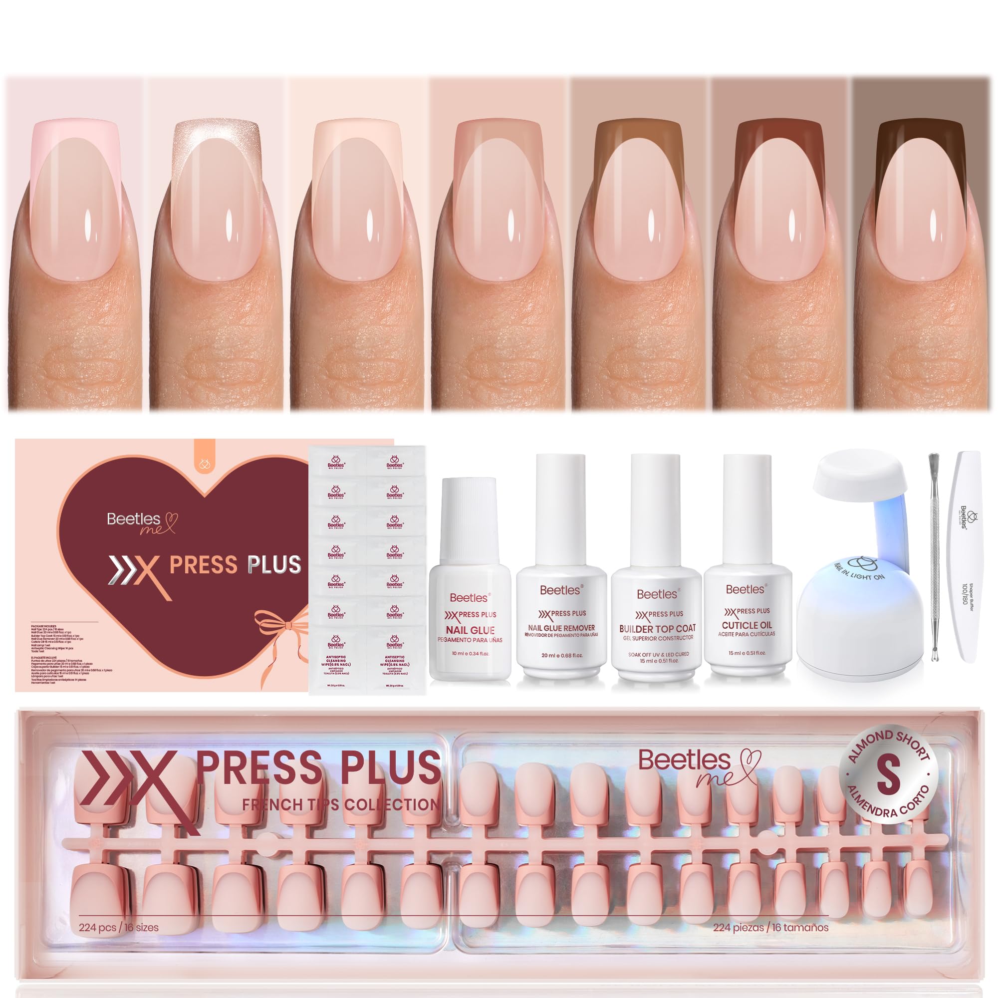 Beetles Pess On Nails Kit Mocca Mousse French set for salon-like at-home nails