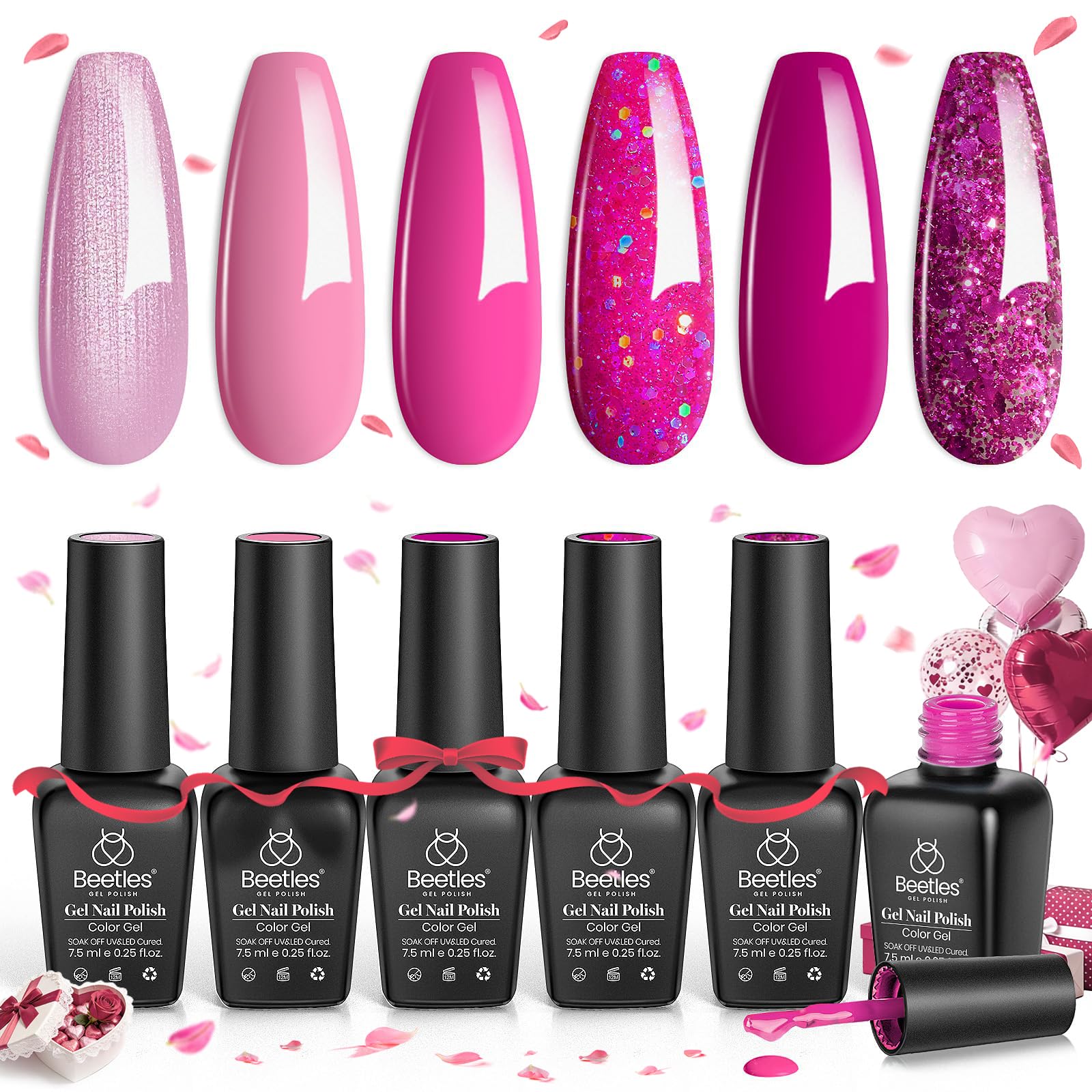 Beetles Pink Angel bottle in pink-rose shade for glossy, long-lasting nails at home.