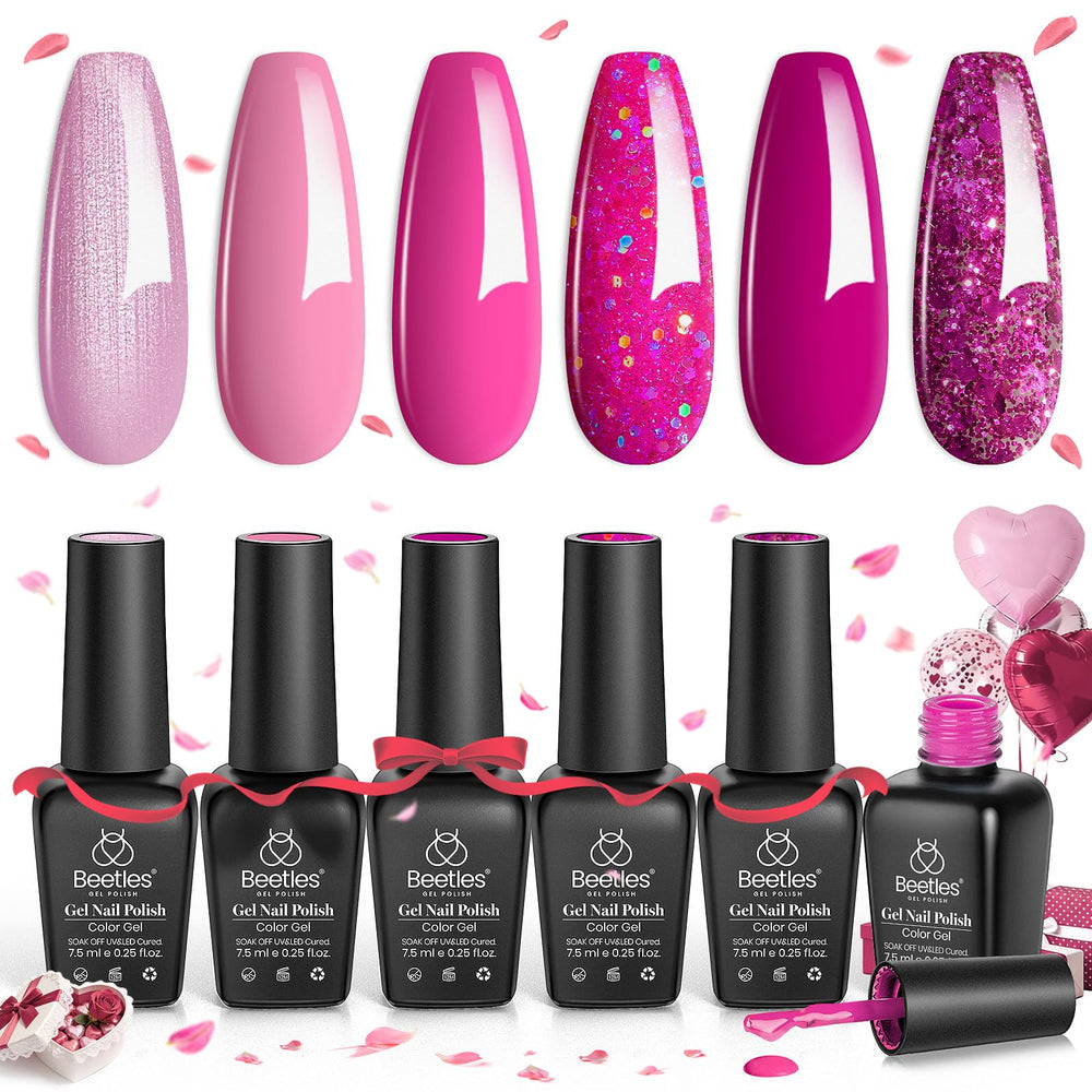 Beetles Pink Angel bottle in pink-rose shade for glossy, long-lasting nails at home.