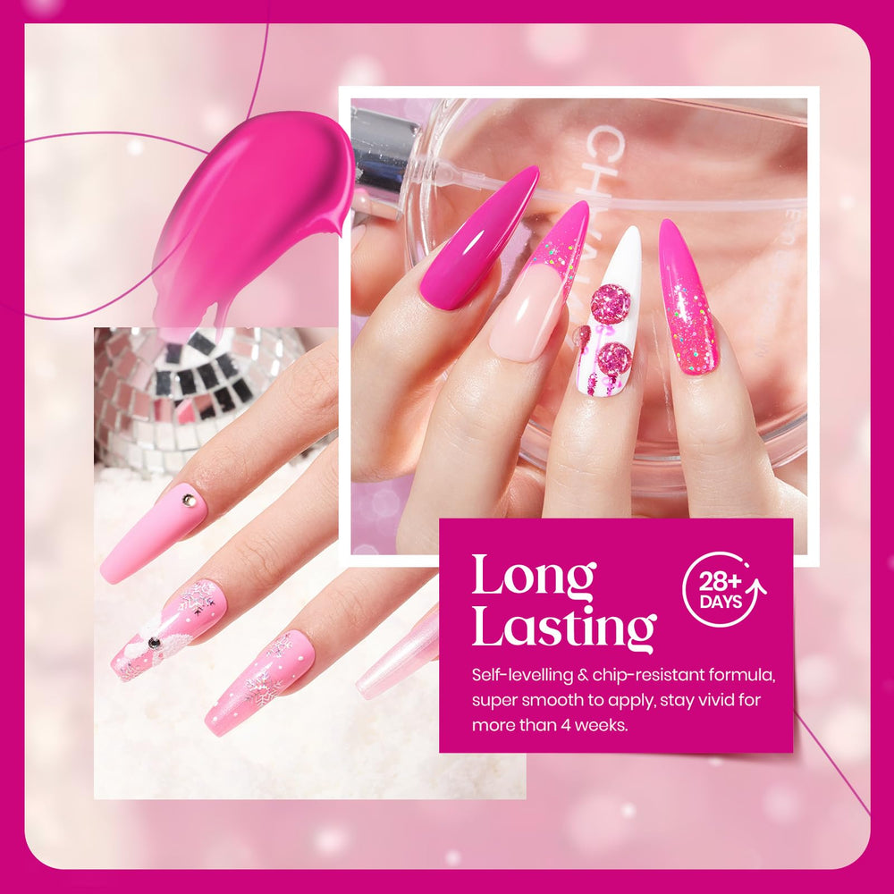Beetles Pink Angel d714 swatch with rosy pink and subtle glitter element.