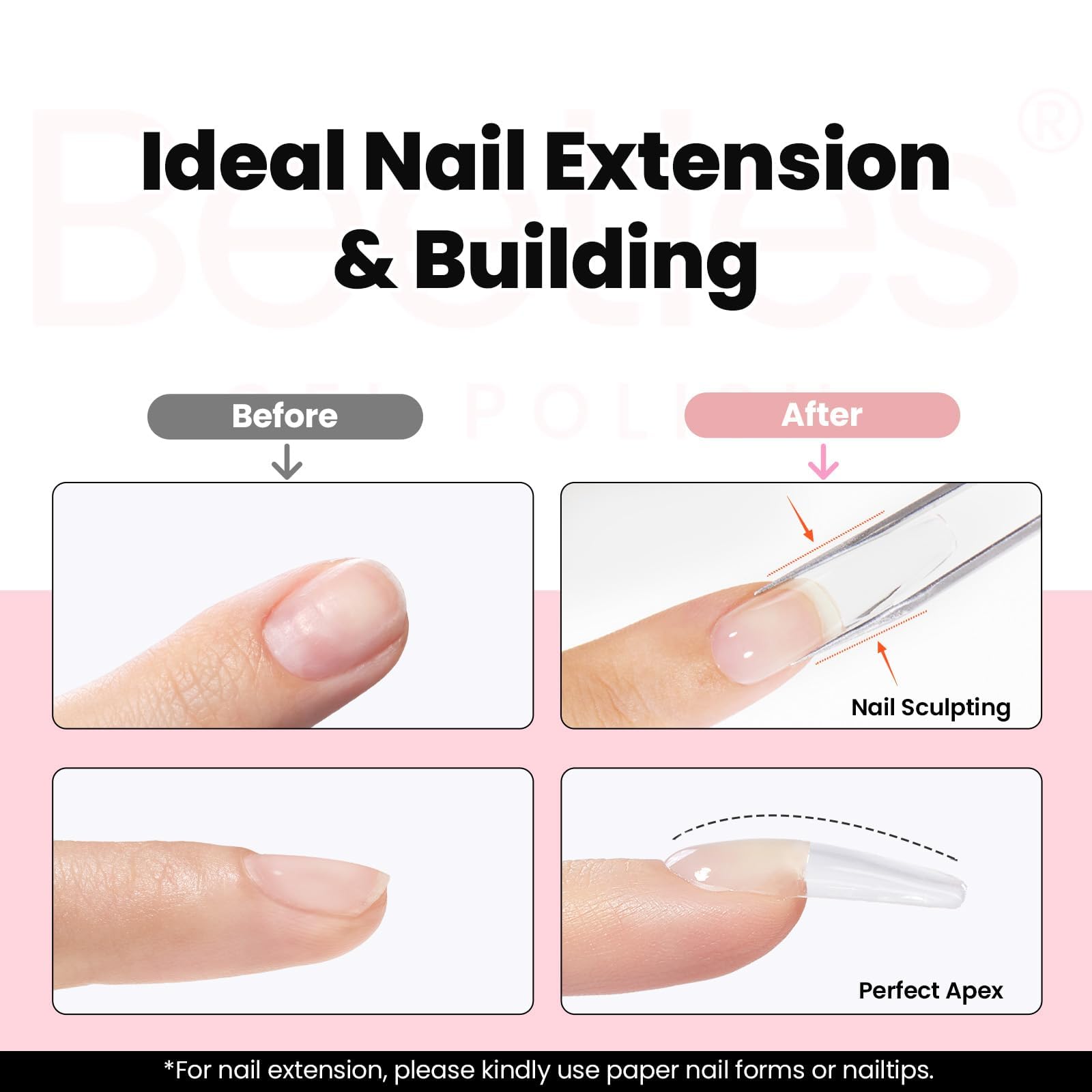 Beetles pink builder gel application showcases 9-in-1 versatility