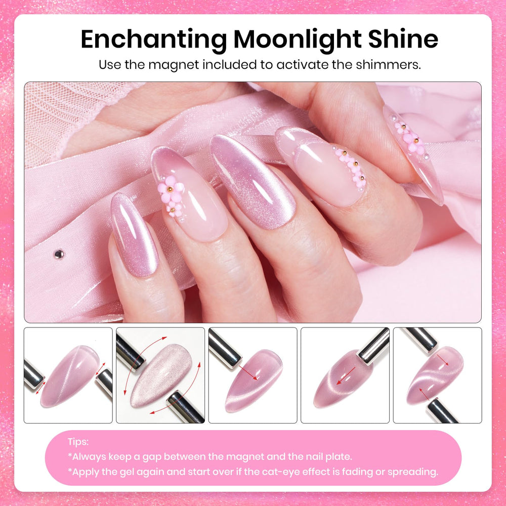 Beetles Pink Cat Eye Gel Polish close-up of smooth brush for easy application.