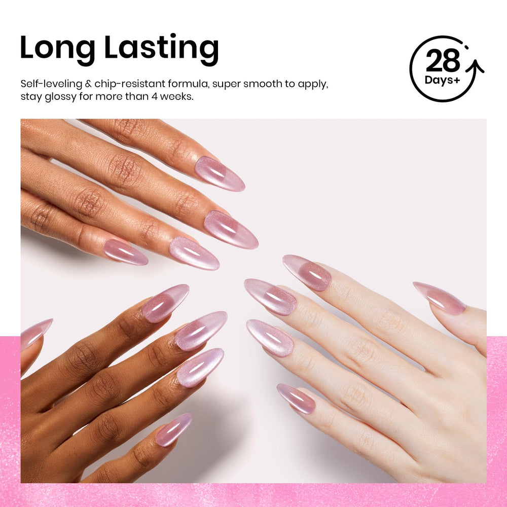 Beetles Pink Cat Eye Gel Polish cures under UV/LED lamp for durable color.