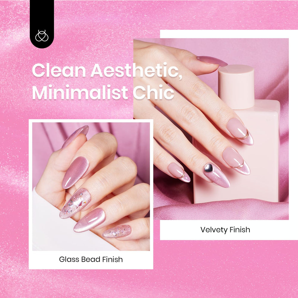Beetles Pink Cat Eye Gel Polish high-gloss finish for long-lasting nail shine.