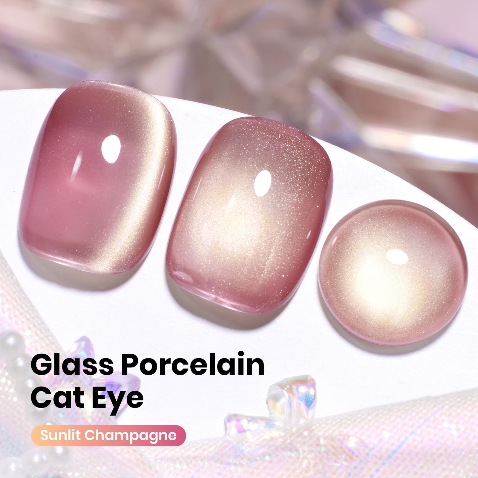 Beetles pink cat eye gel polish with magnet creates a dynamic glow