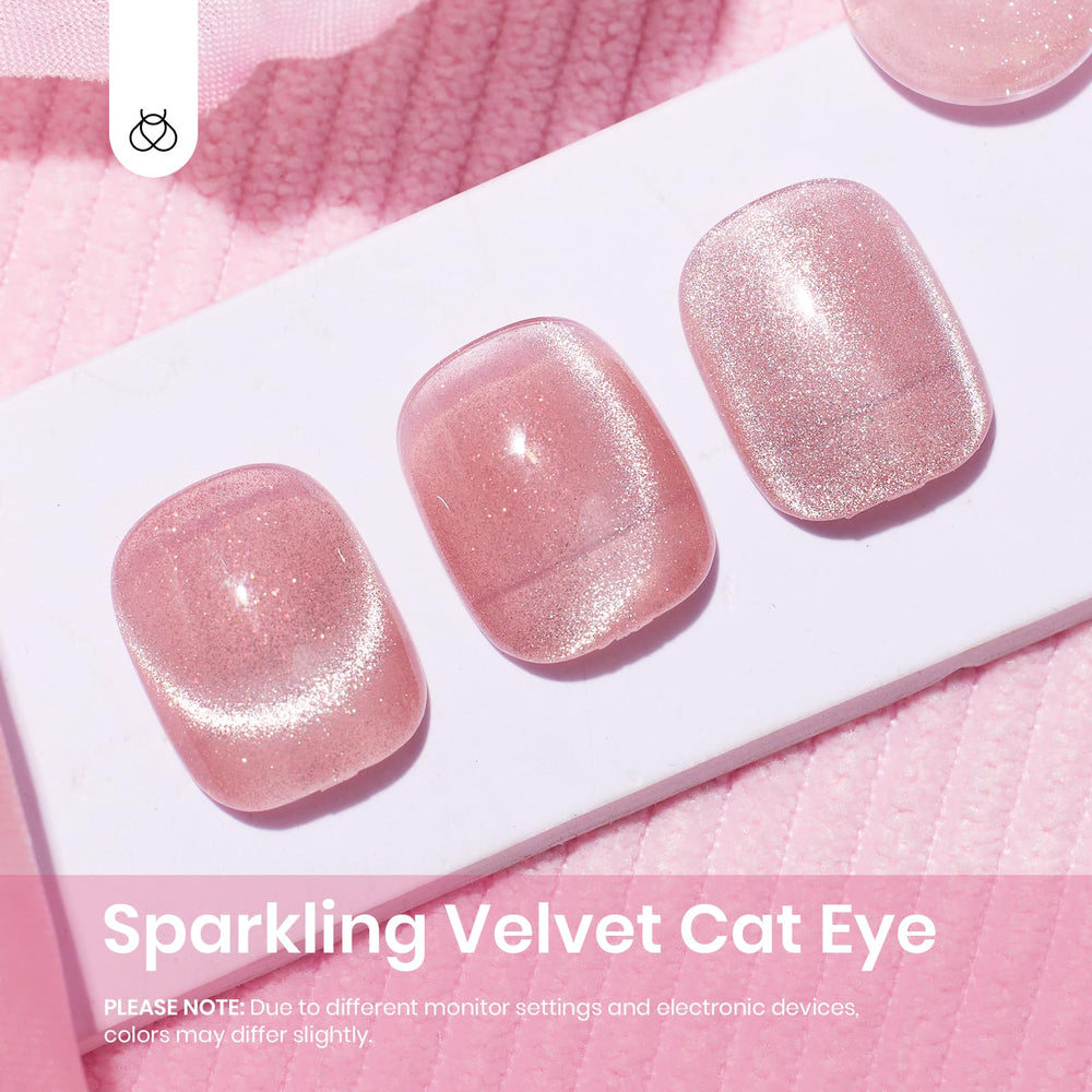 Beetles Pink Cat Eye magnetic stick displaying how it creates the shift in color.