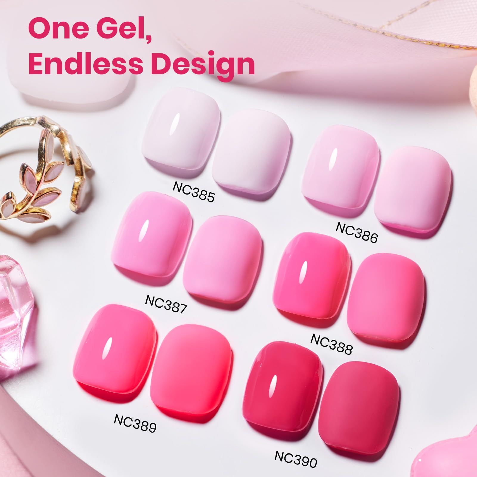 LED curing scene with Beetles Pink Escape gel polish in a soft pink shade.
