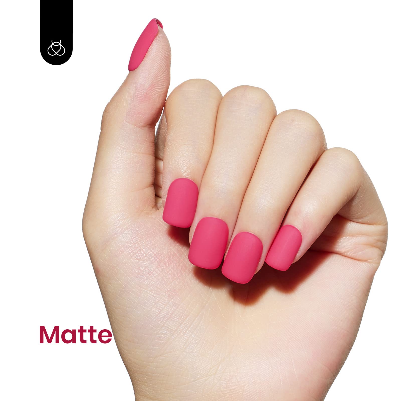 Beetles Pink Gel Polish on natural-look nails with glossy finish