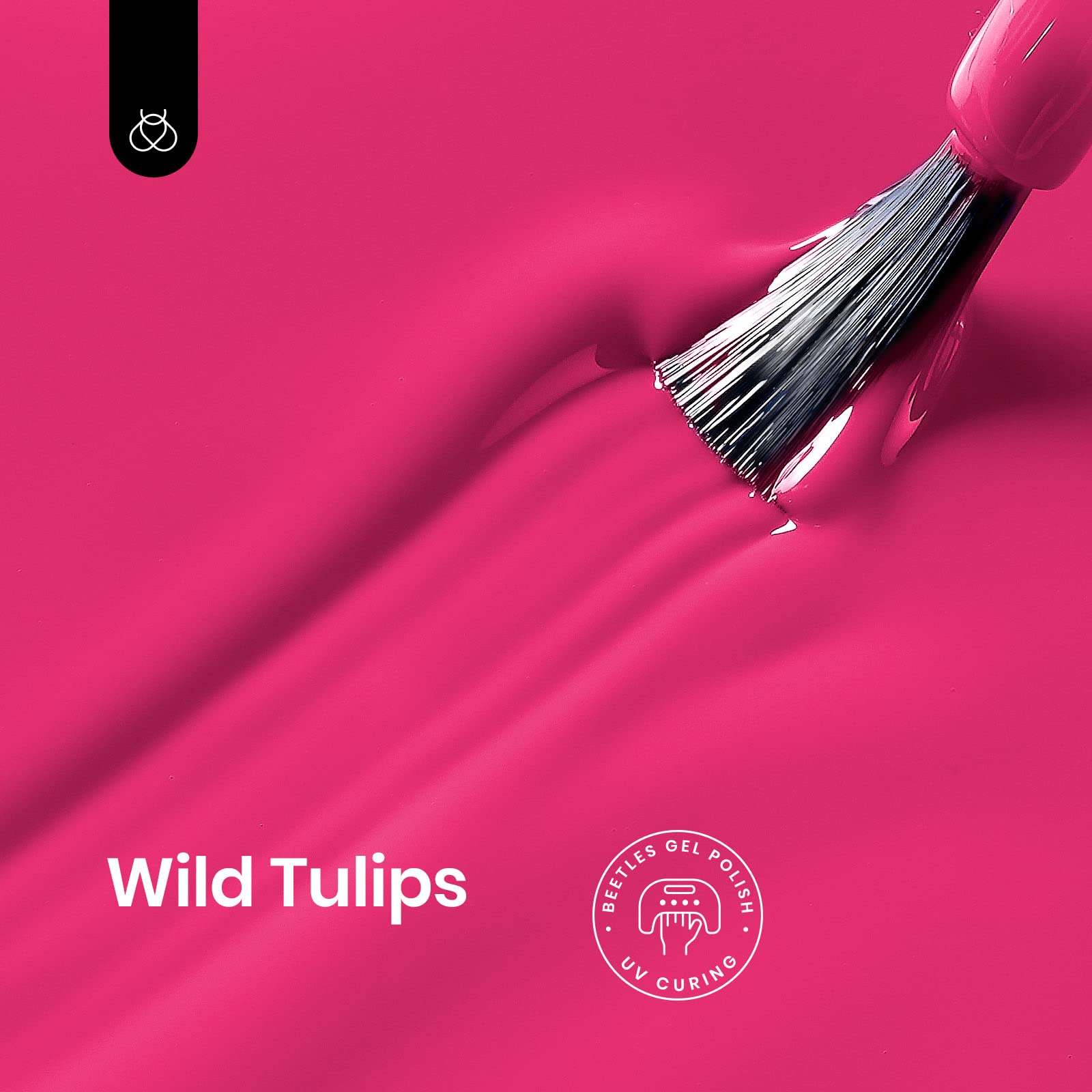 Beetles Pink Gel Polish application brush ready for smooth coats and color payoff