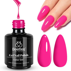 Beetles Pink gel nail polish Year 2 hot pink 15ml for vibrant manicures.
