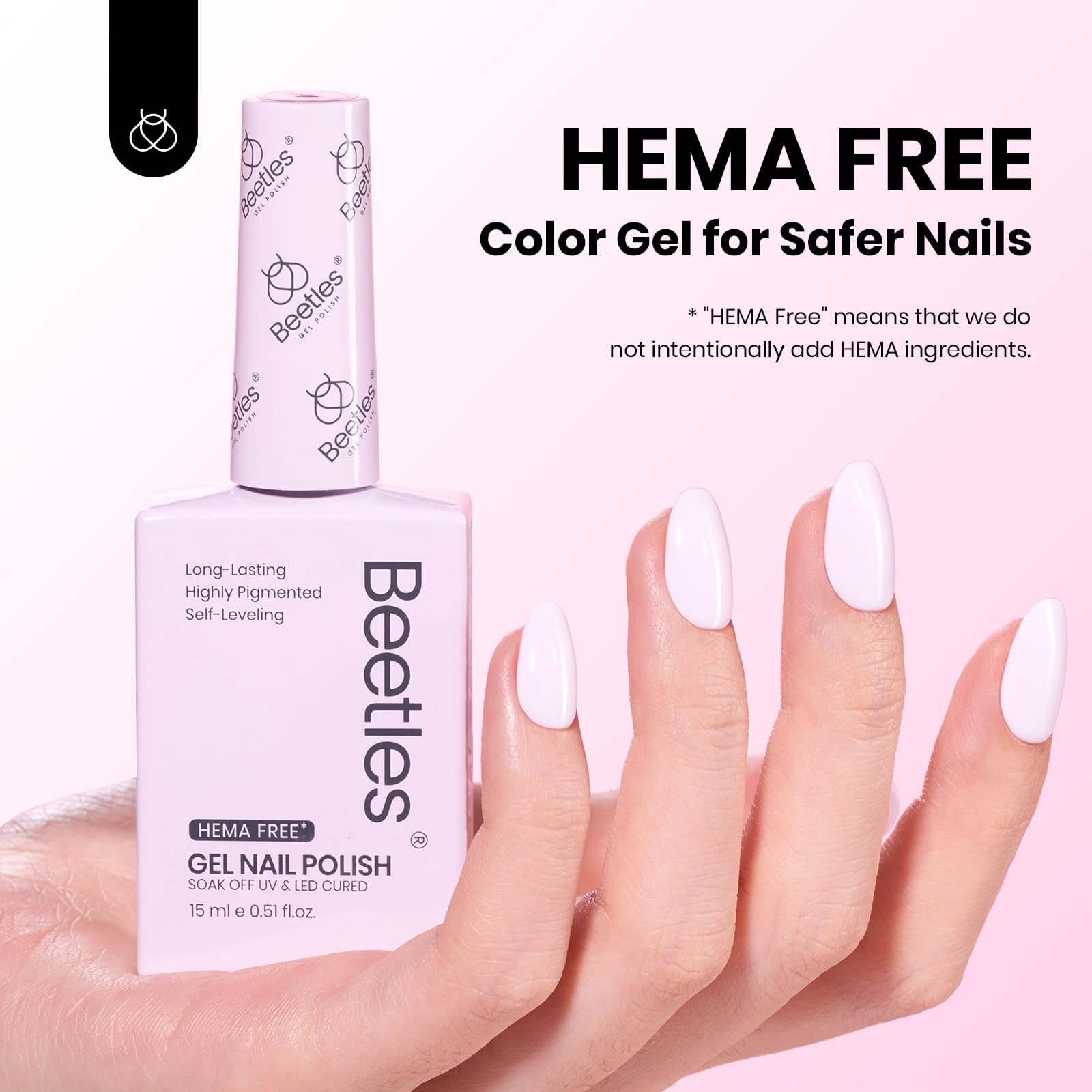 Beetles Pink Gel Polish bottle label for accurate shade viewing.