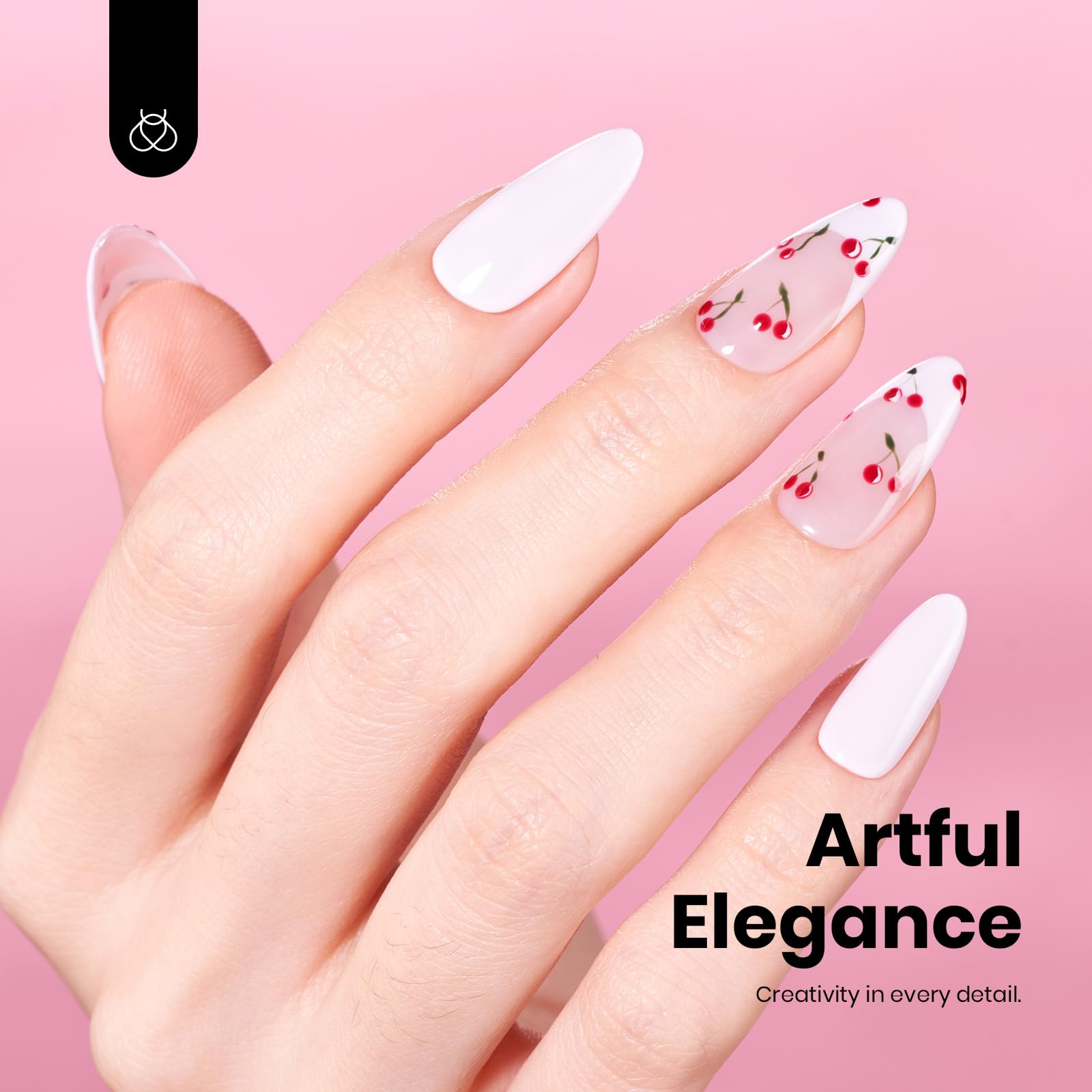 Beetles Pink Gel Polish cream-puff shade on nail tips boosts soft, feminine looks.