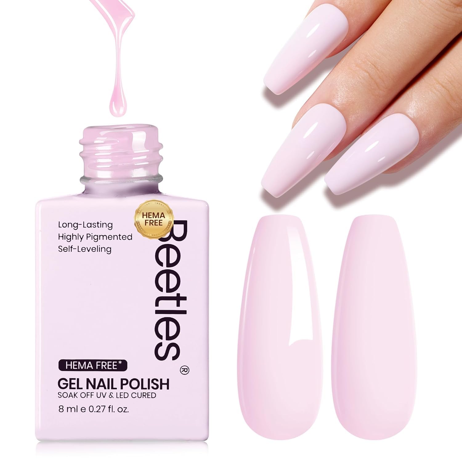 Beetles Pink Gel Polish supports durable, long-lasting wear with proper prep and curing.