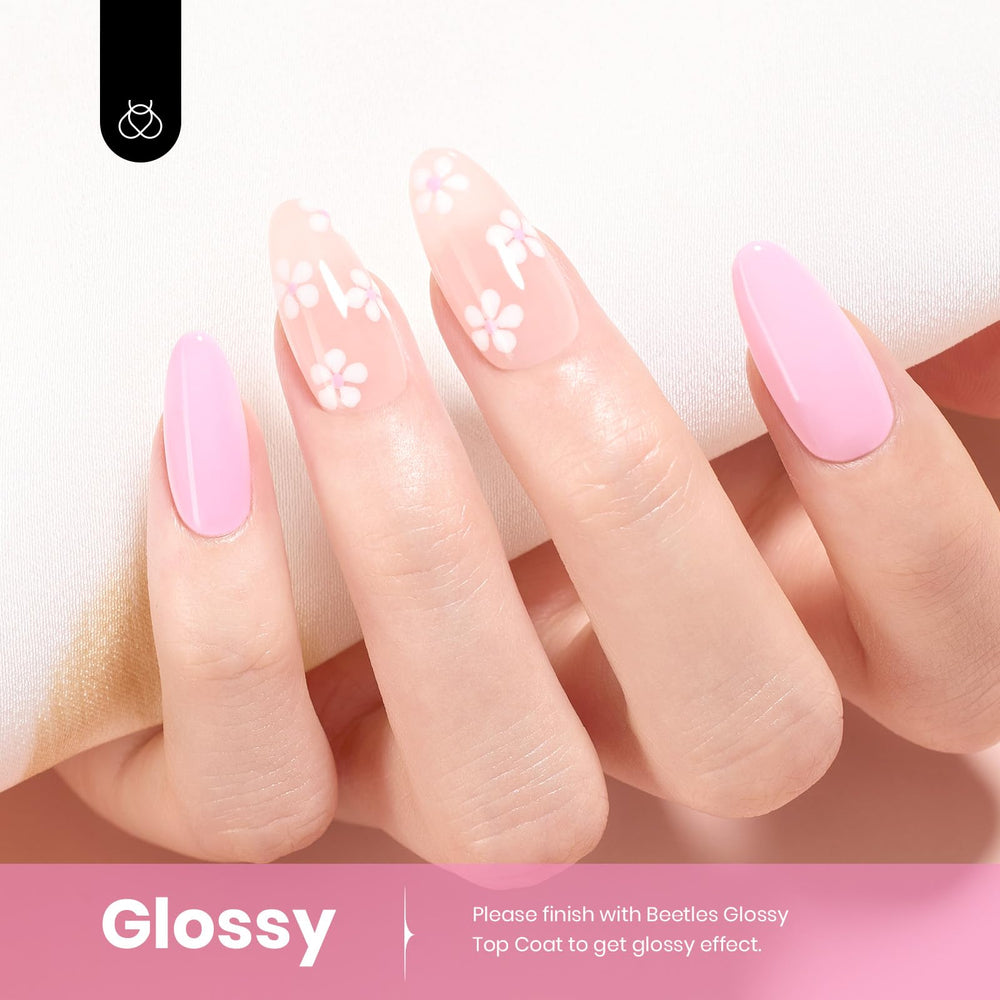 Beetles Rosy Glow polish with UV LED lamp for versatile curing results.
