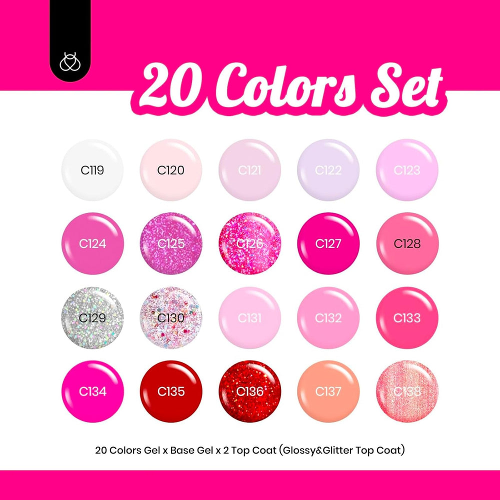 Beetles Pink Gel Polish Set bottles arranged for quick shade selection.