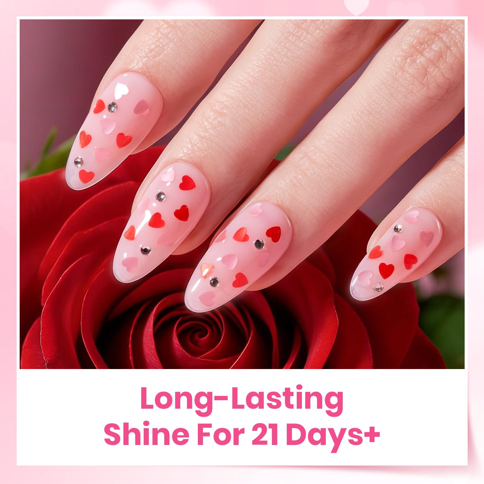 Beetles Pink Heart Sparkle Top Coat bottle adds subtle glitter.