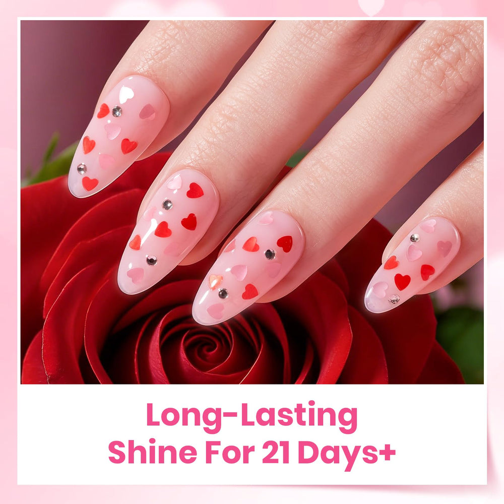 Beetles Pink Heart Sparkle Top Coat bottle adds subtle glitter.