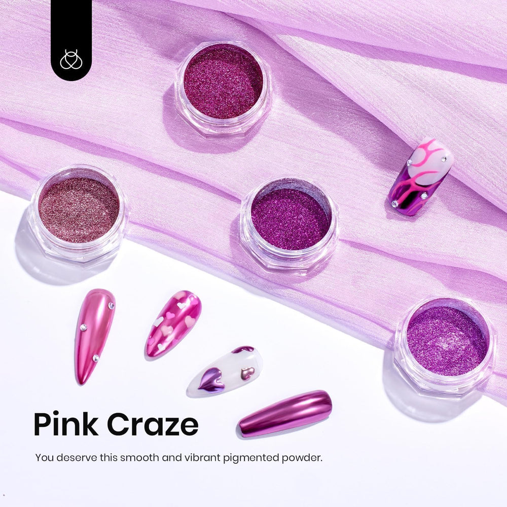 Beetles Pink Metallic Chrome Nail Powder jar adds long-lasting chrome finish