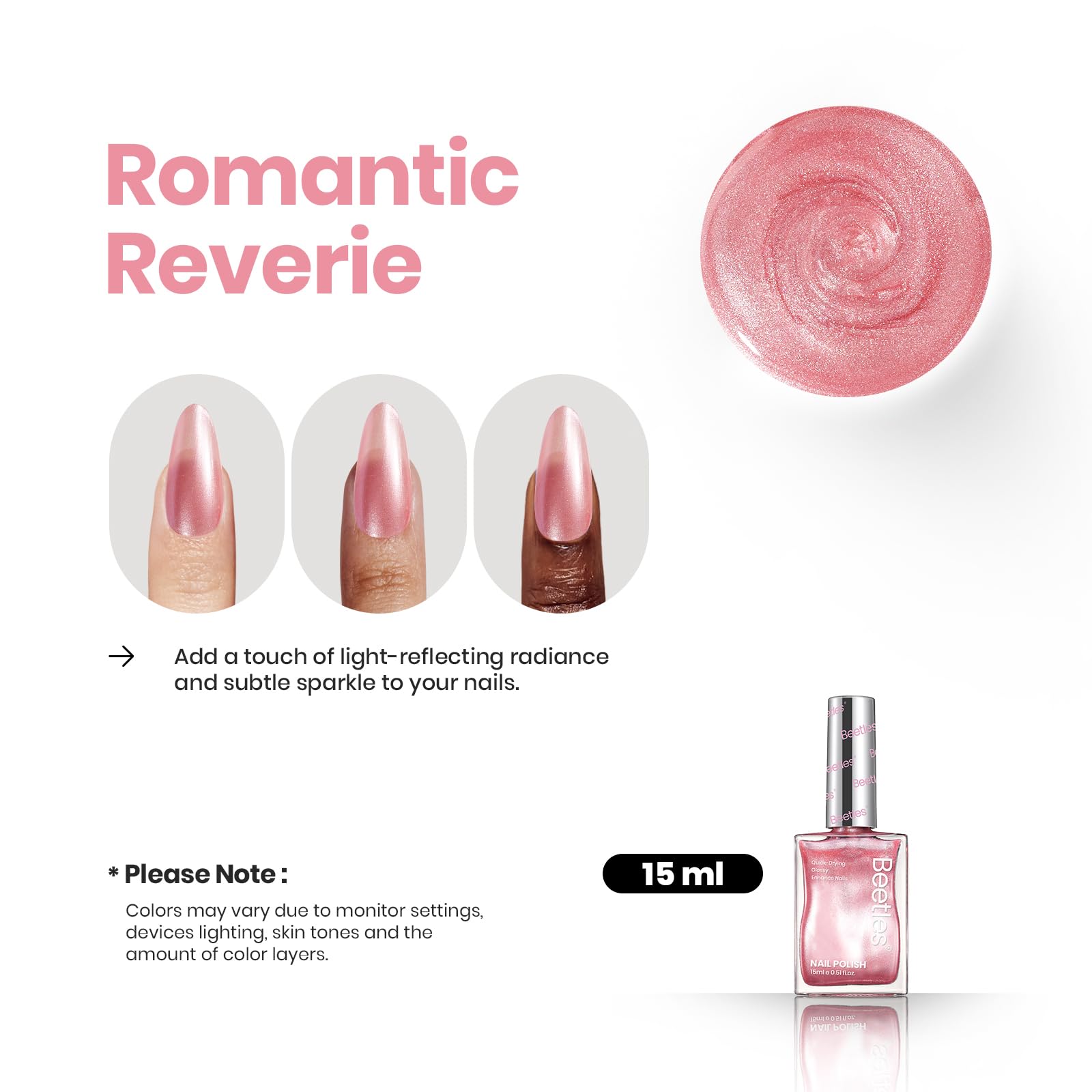 Beetles Pink Nail Polish high-gloss finish for a dazzling look.