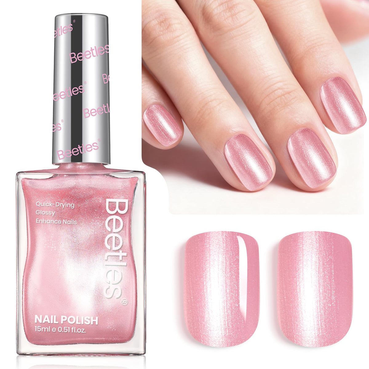 Beetles Pink Nail Polish quick-dry finish for fast, salon-like nails.