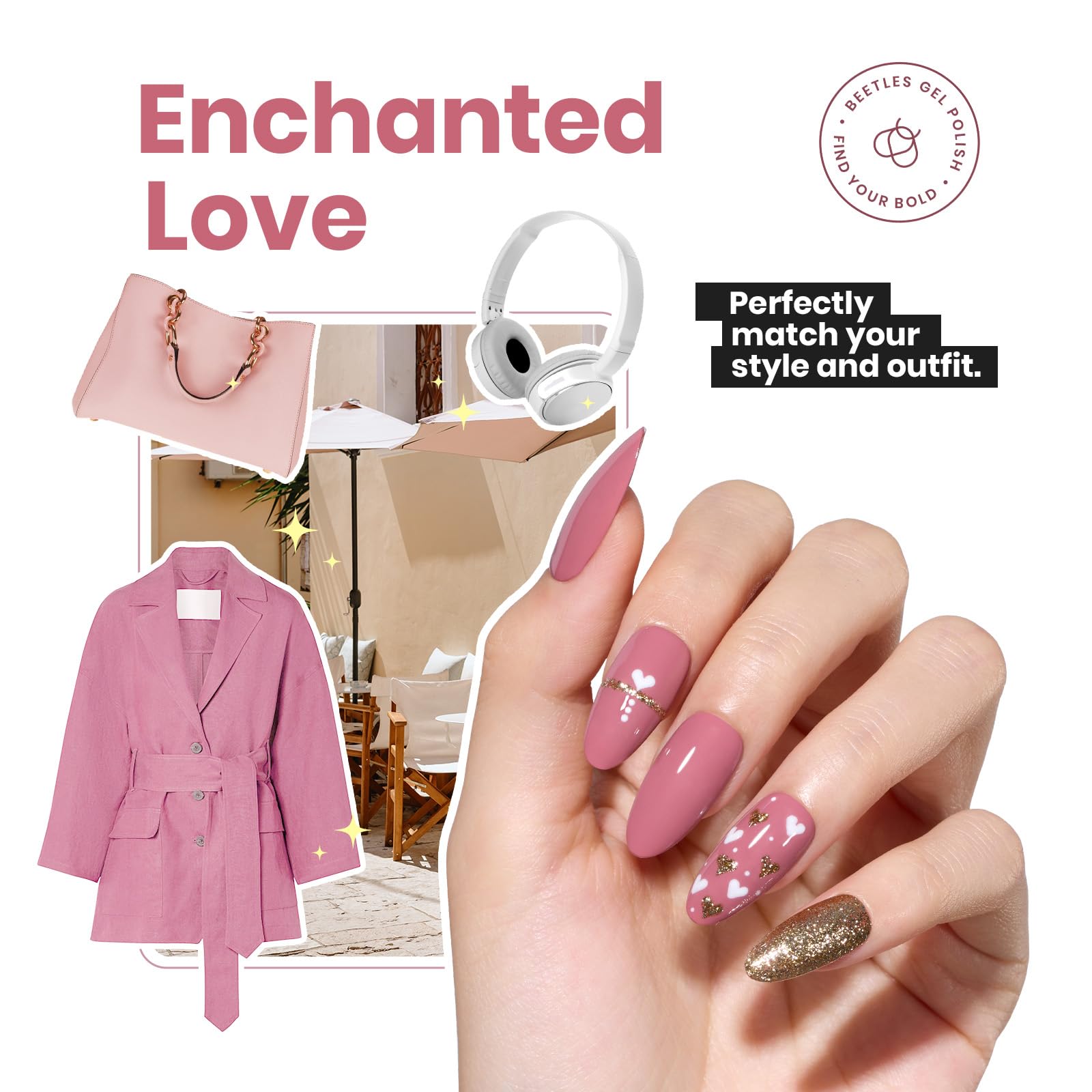 Beetles Pink Nail Polish ridge filler in dusty rose smooths ridges