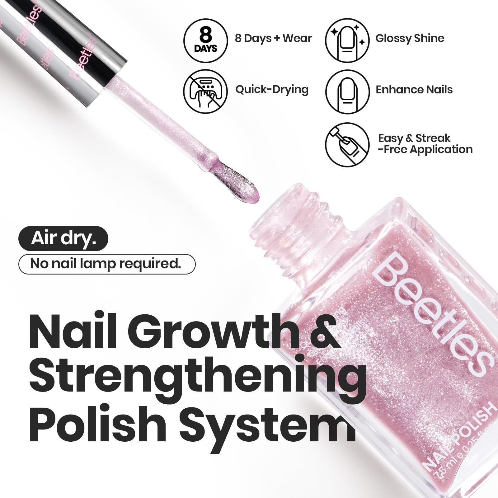 Beetles Pink Nail Polish Set easy removal with remover pad