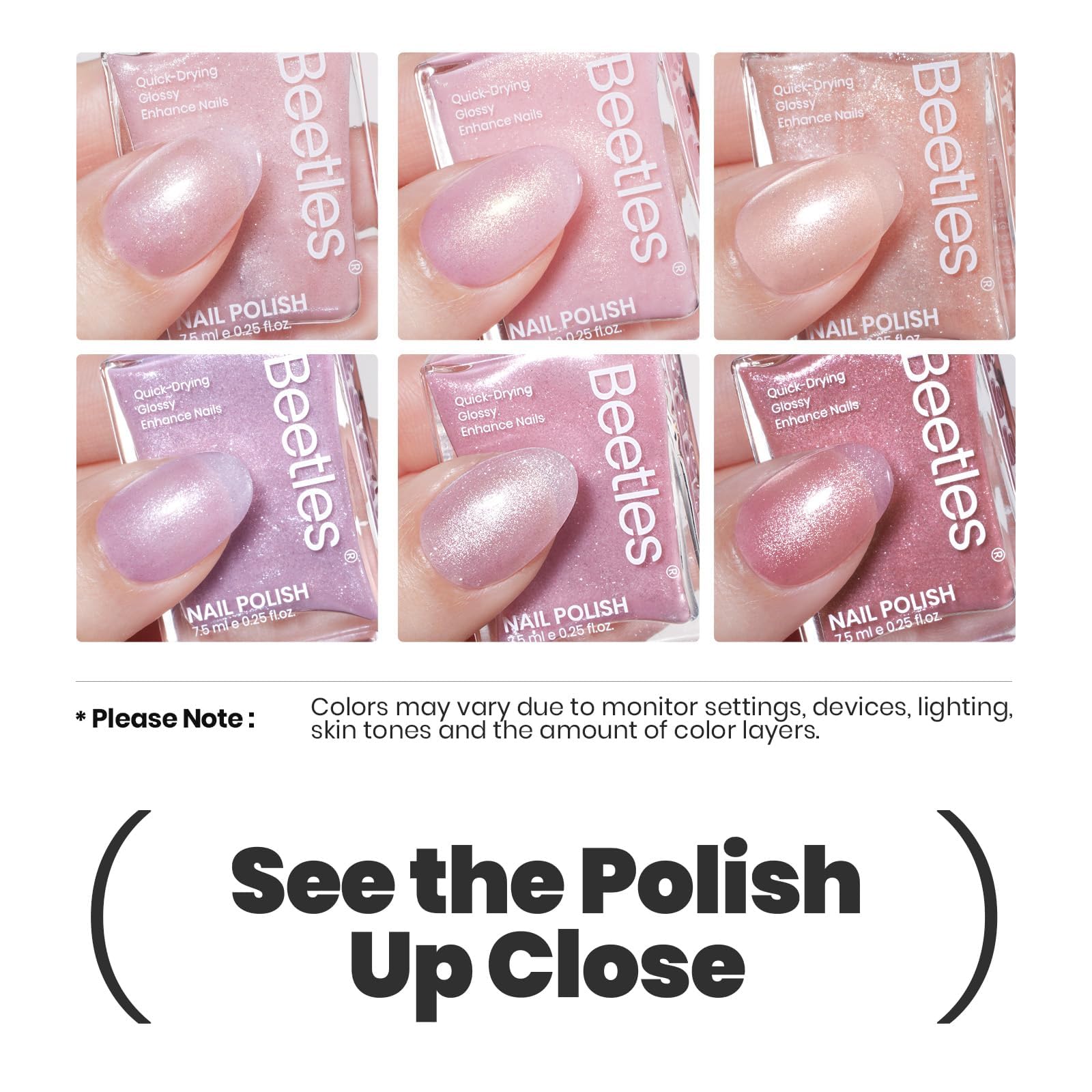 Beetles Pink Nail Polish Set nourishing formula of keratin, biotin, vitamin E