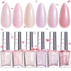 Beetles Pink Nail Polish Set with six glitter shades for salon-like nails