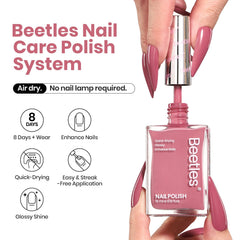 Beetles Pink Nail Polish swatch reveals dusty rose color and smooth coverage