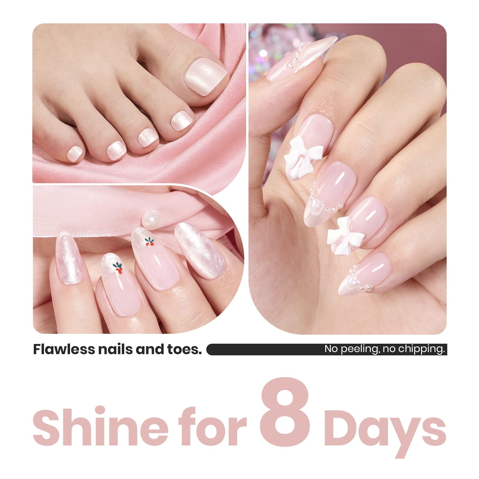 Beetles Pink Pearl Nail Polish brush stroke for smooth, quick-dry look.