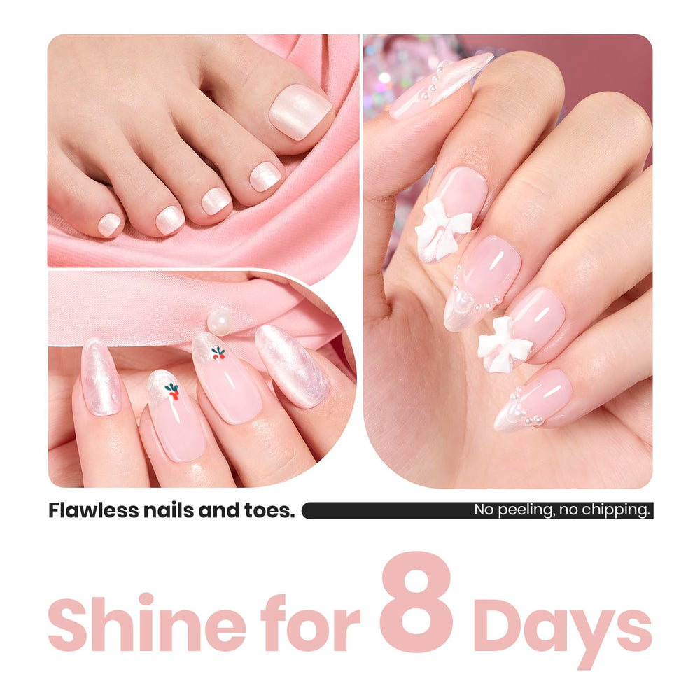 Beetles Pink Pearl Nail Polish brush stroke for smooth, quick-dry look.
