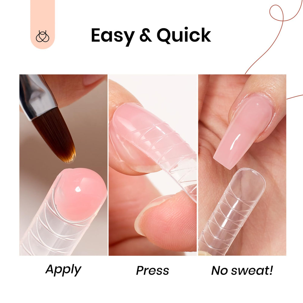 Beetles poly extension kit shows eight pieces for versatile at home manicure.