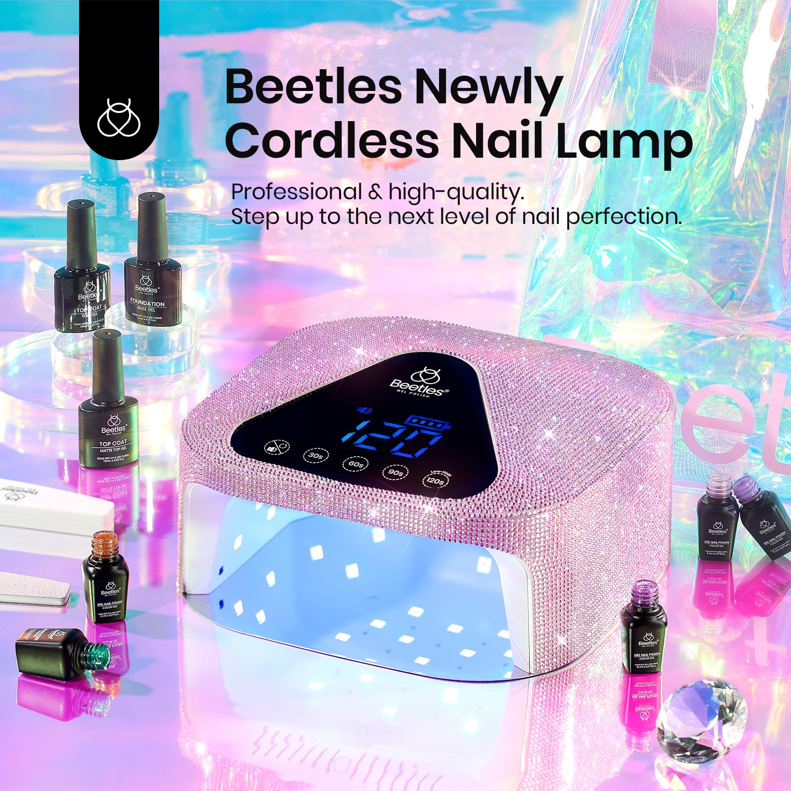 Beetles portable nail lamp with carry bag for travel manicures