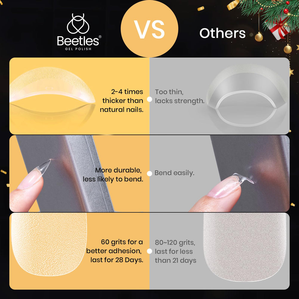 Beetles almond tips are pre-etched for quick 3-minute extensions at home