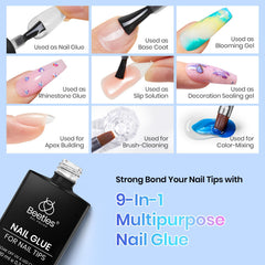 Beetles press-on nails bonding demonstrates secure tip attachment.