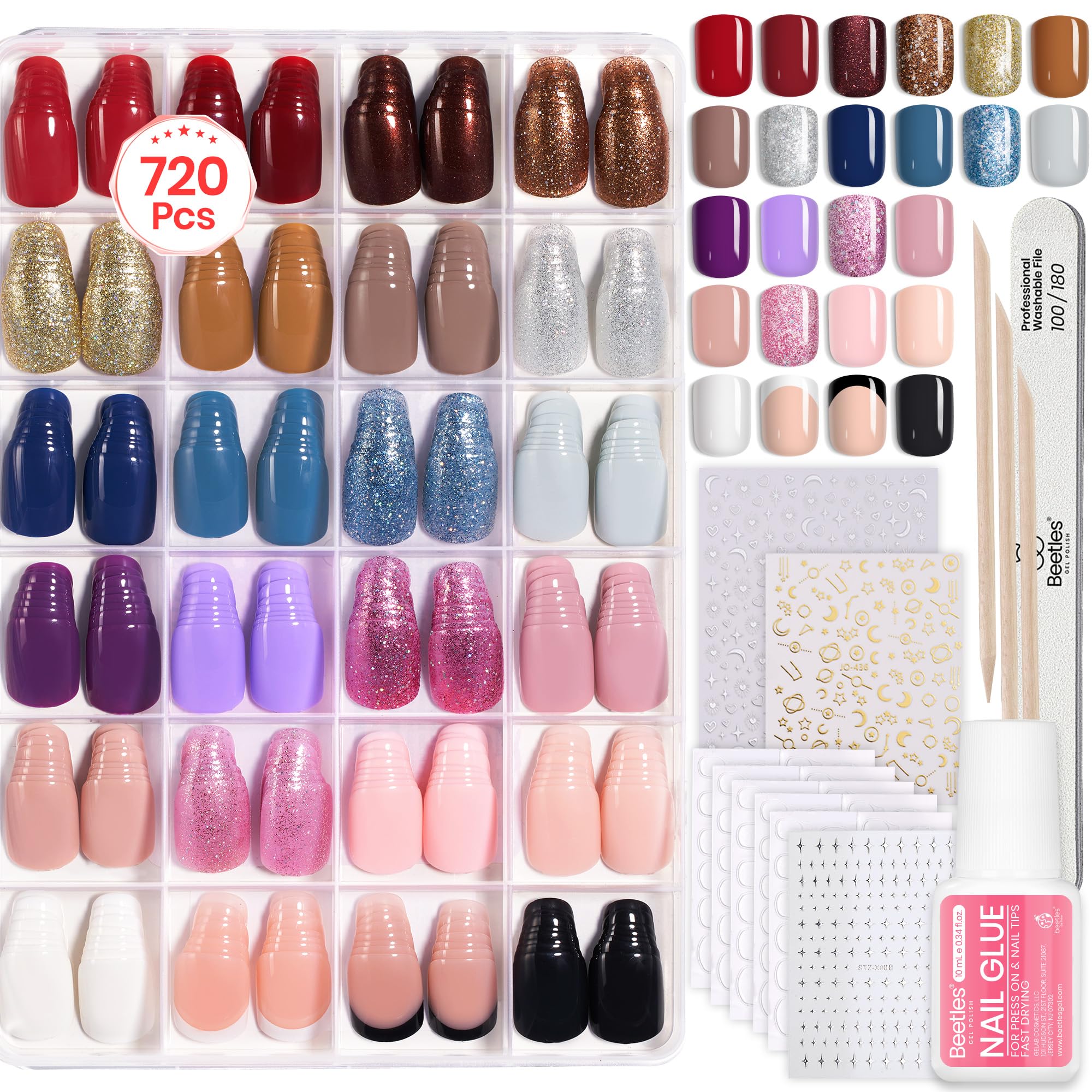 Beetles Press On Nails Bubble Pop kit ready for quick manicure