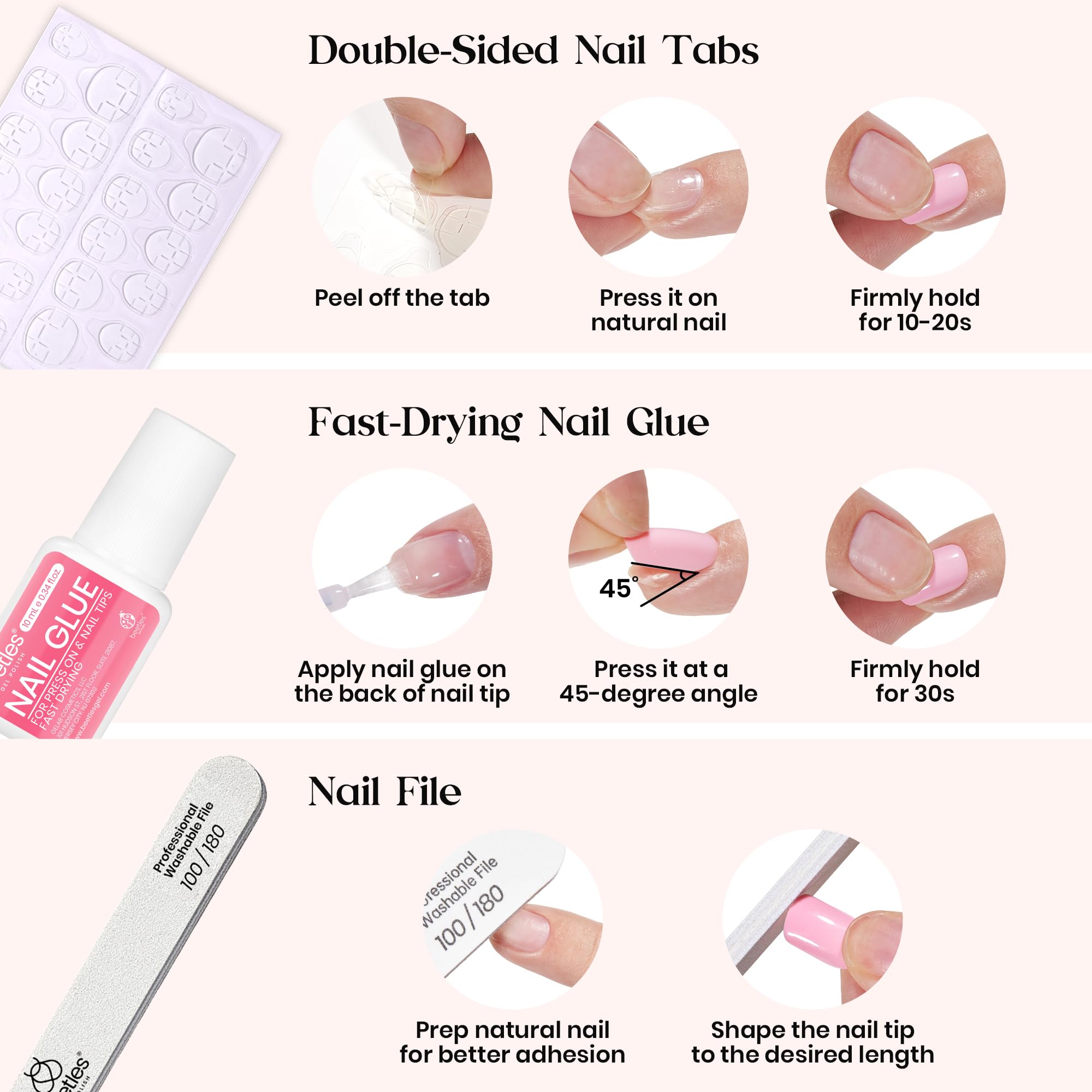 Beetles Nail file and sticks for shaping and prep