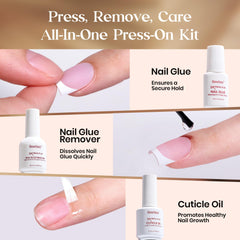 Beetles press-on nails with nude French style for easy at-home manicure