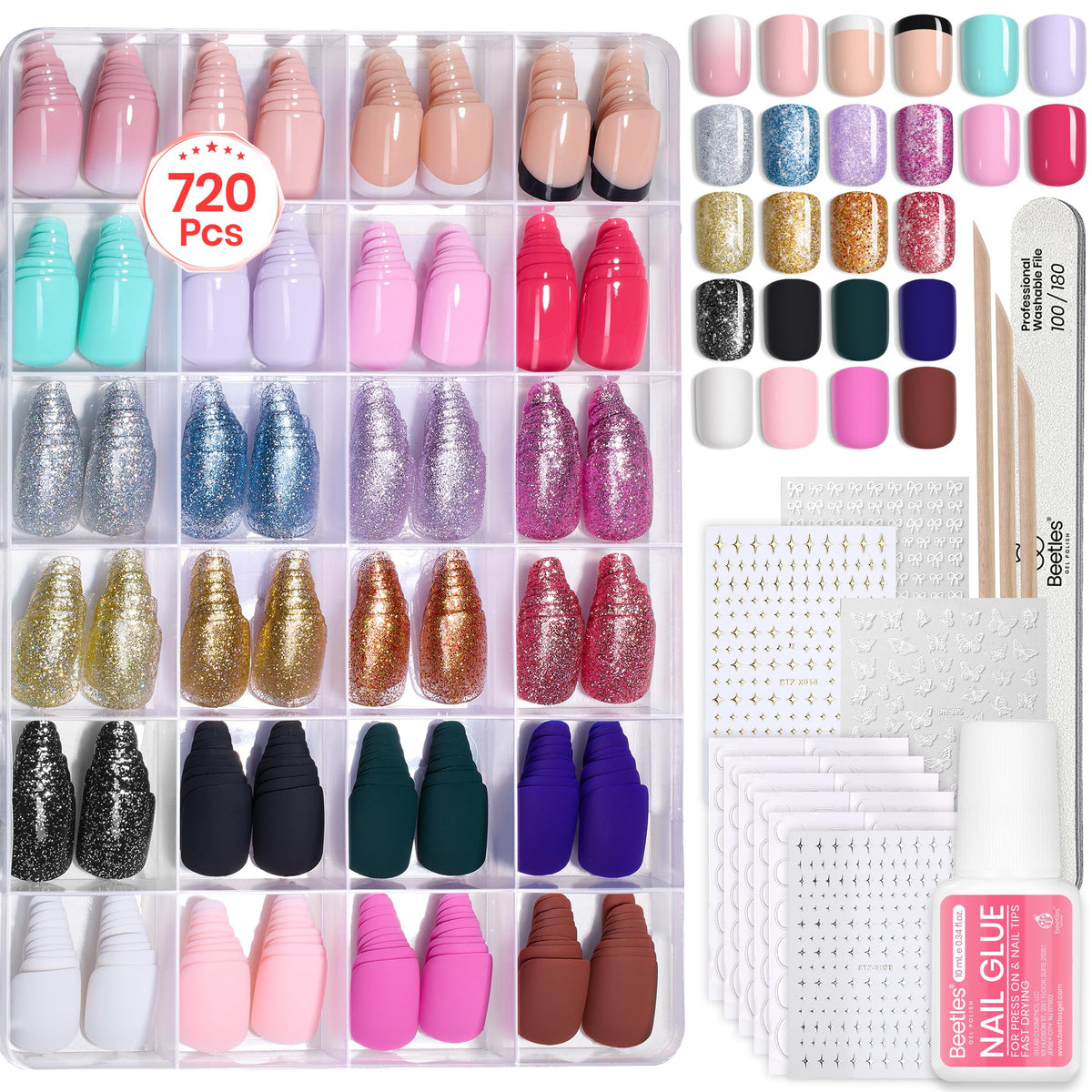 Beetles Prism Pop nails collection with 24 color options for quick, versatile manicures.