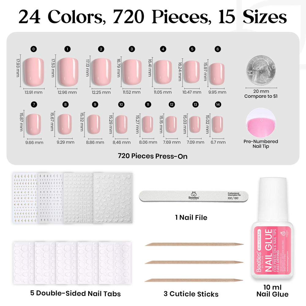 Beetles Prism Pop matte and glitter nails create casual to glam looks.