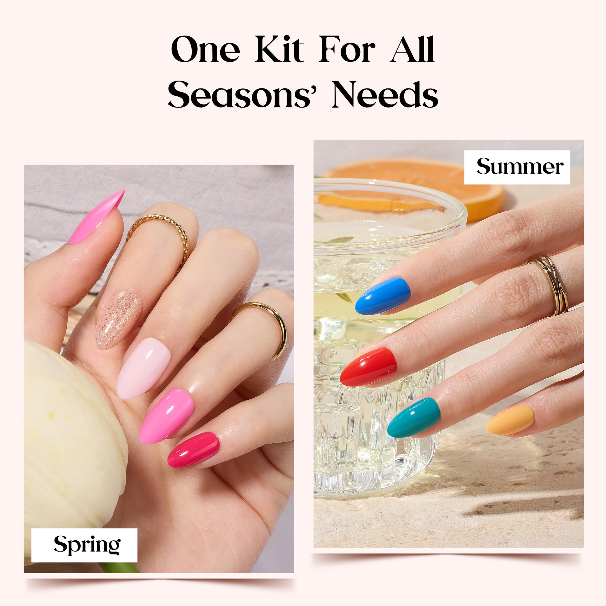 Beetles Rainbow Gleam glitter nails close-up with shiny finish options