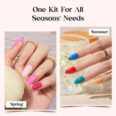 Beetles Rainbow Gleam glitter nails close-up with shiny finish options