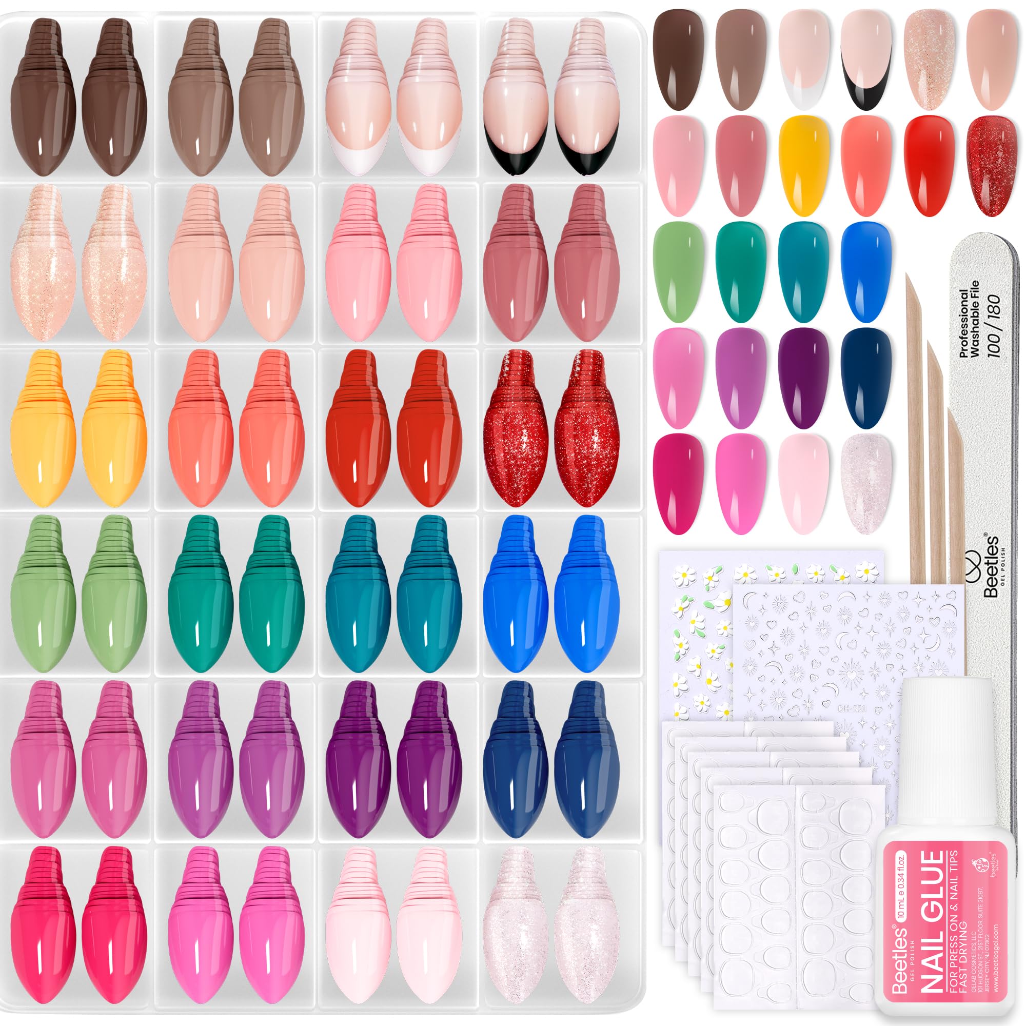 Beetles Press On Nails Rainbow Gleam packaging, ideal for quick home manicures
