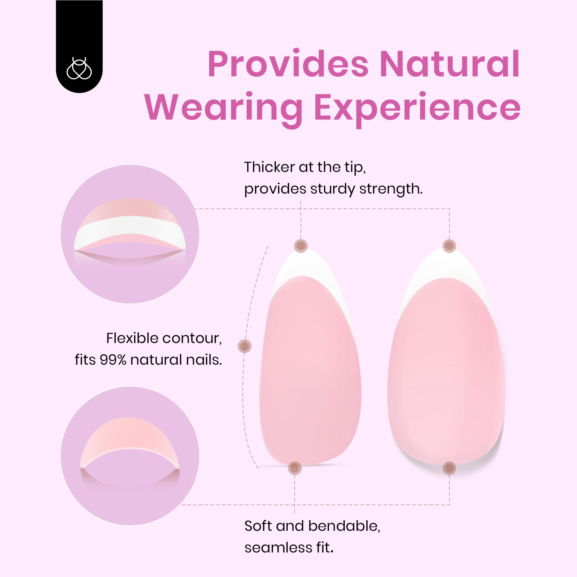 Beetles press-on nails on natural nail demonstrates easy application.