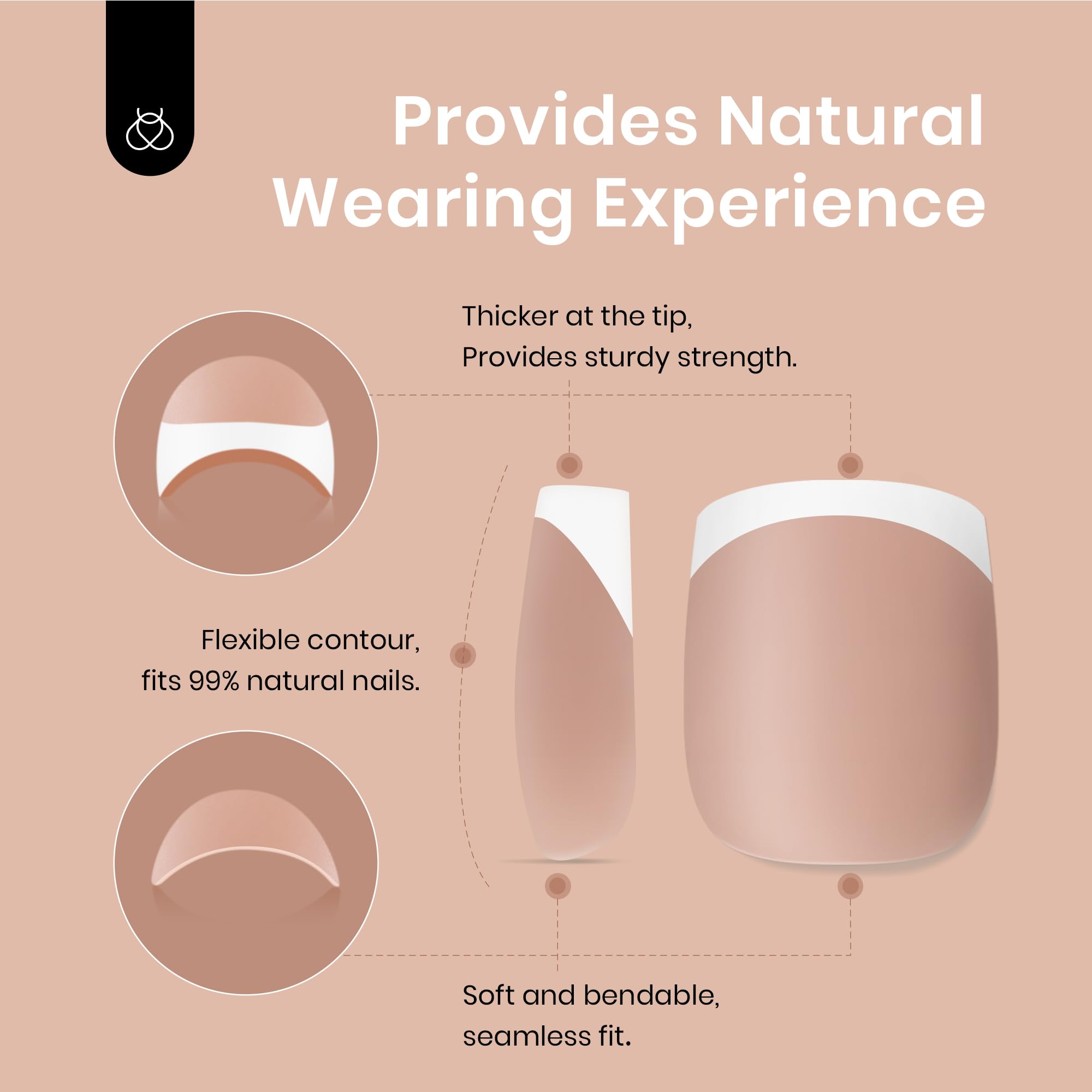 Beetles press-on nails kit includes 15 sizes for a customized fit.