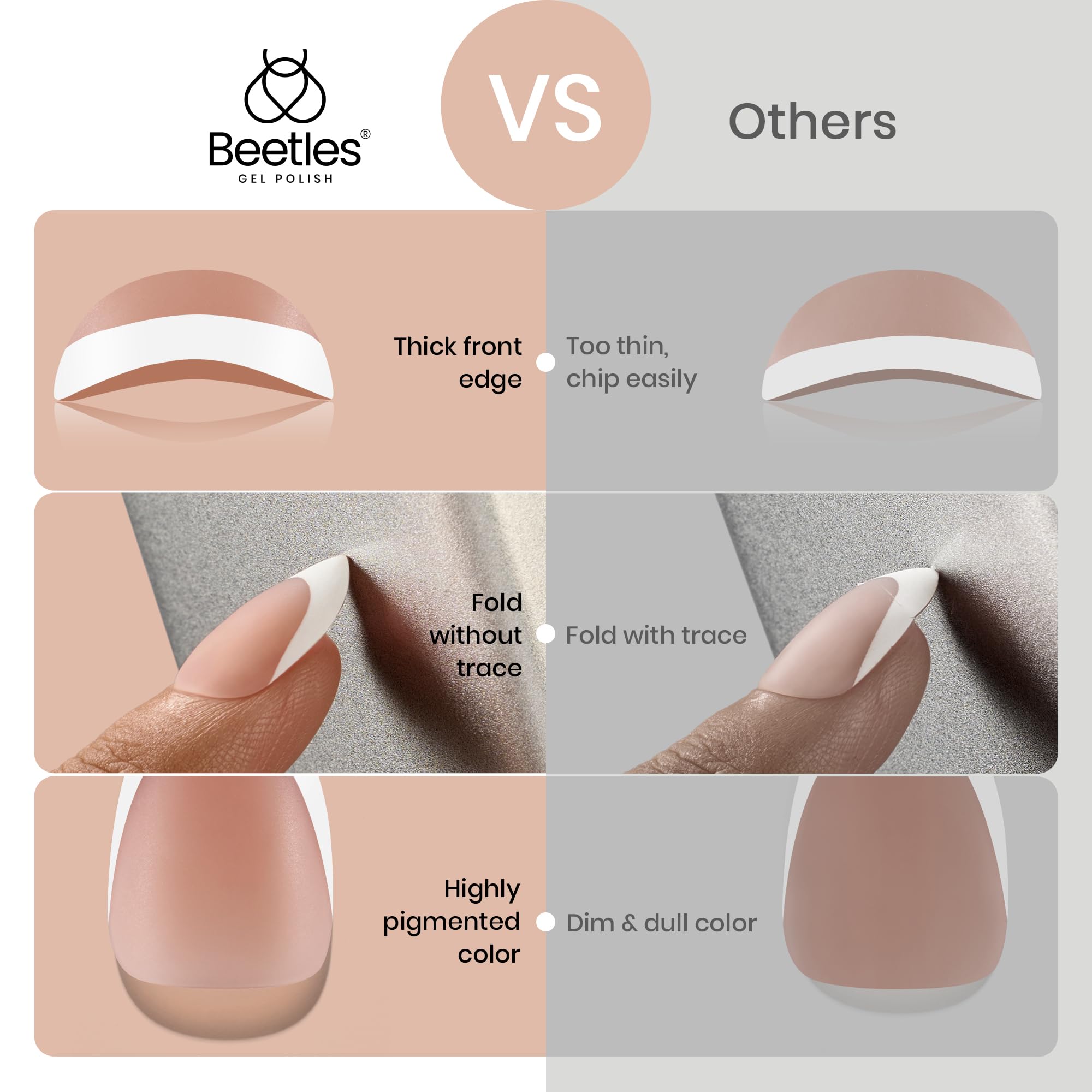 Beetles 5-minute manicure option with builder gel and top coat.