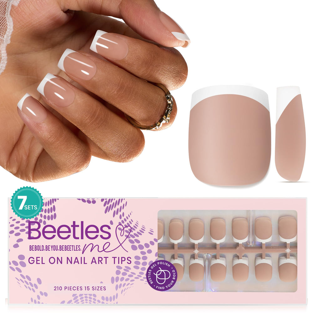 Beetles press on nails square brown soft gel kit for quick at-home manicure.