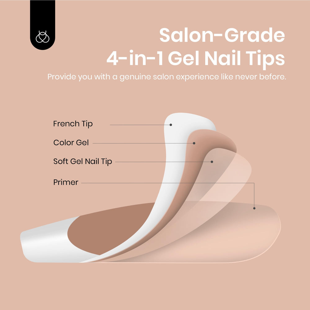 Beetles square French-tip nails in brown offer chic nail art options.