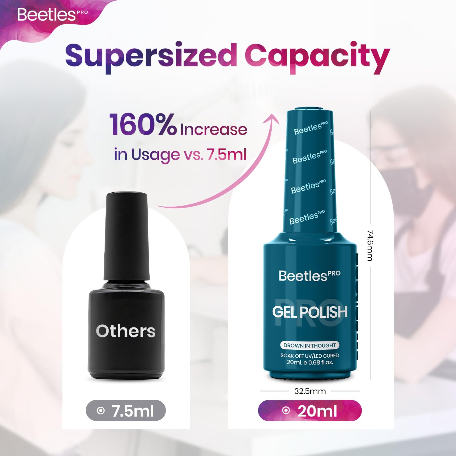 Beetles Pro Drown in Thought with base and top coat compatibility shown.