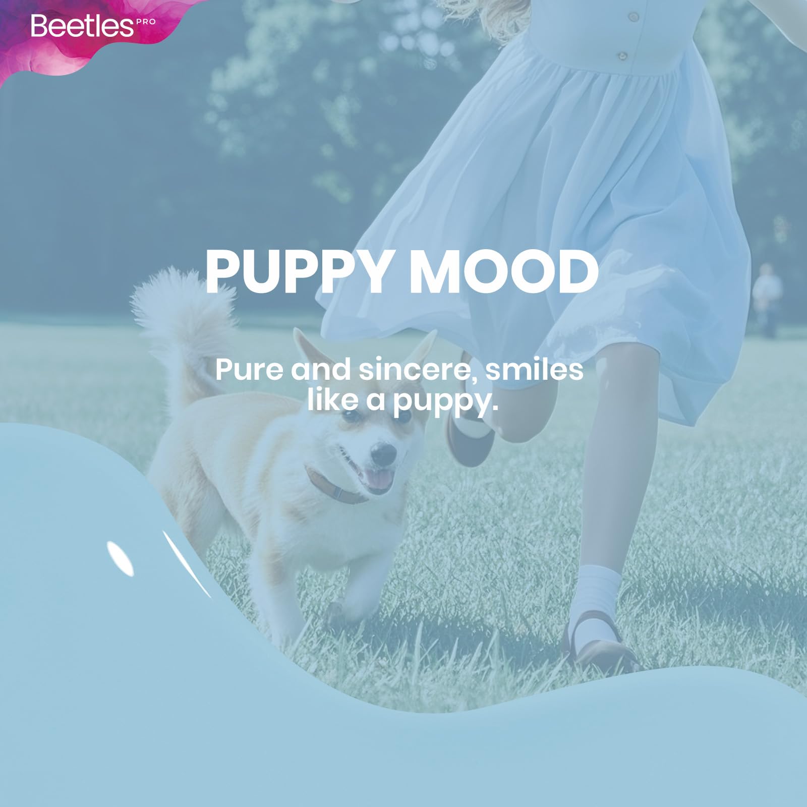Valentine’s nails idea with Beetles Pro Puppy Mood pastel blue polish